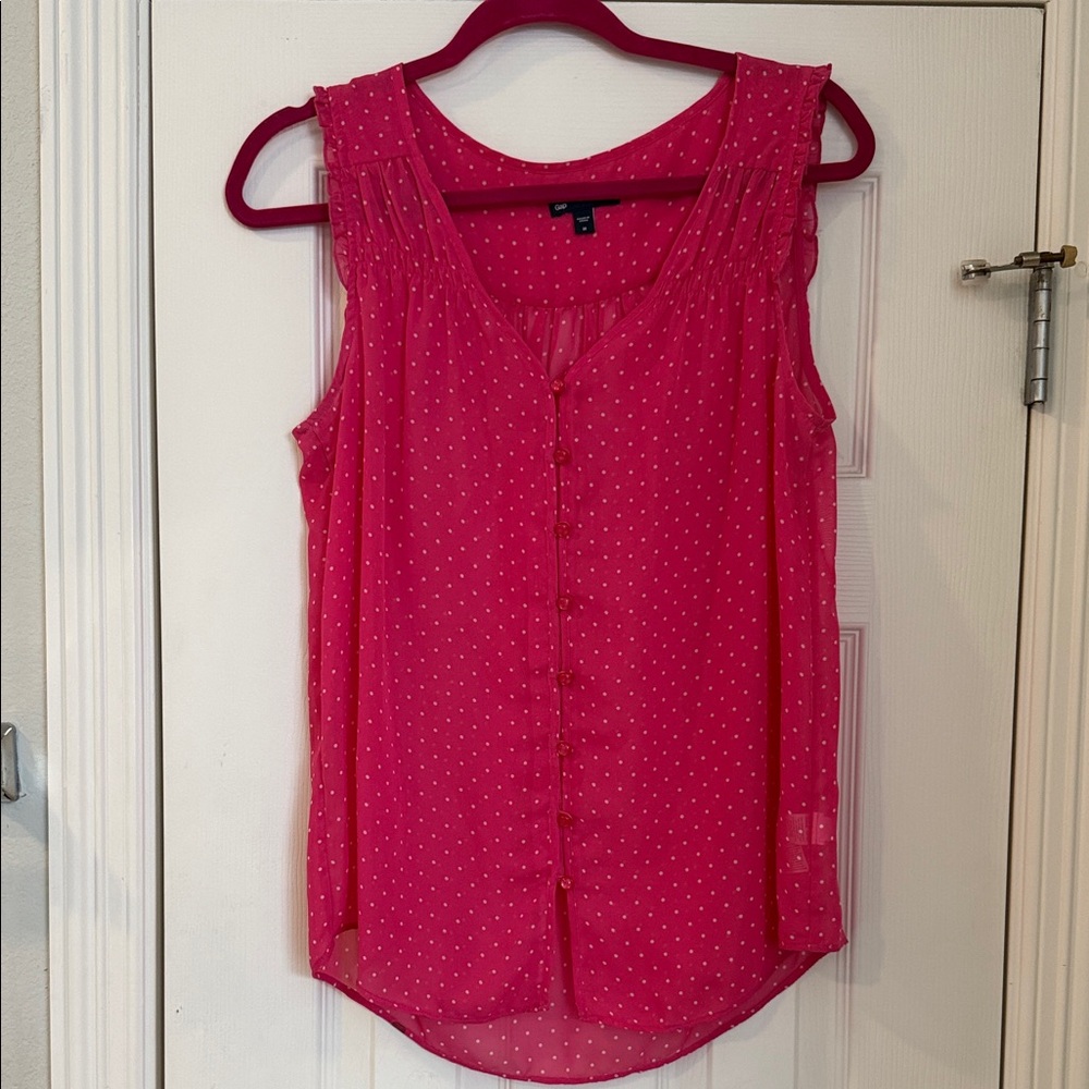 Gap Women's Pink Polkadot Sleeveless Top, Sz Medium